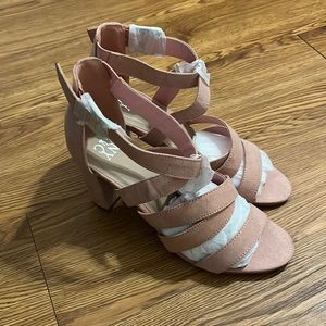 NY & Co Pink Suede Ankle Strap Heels